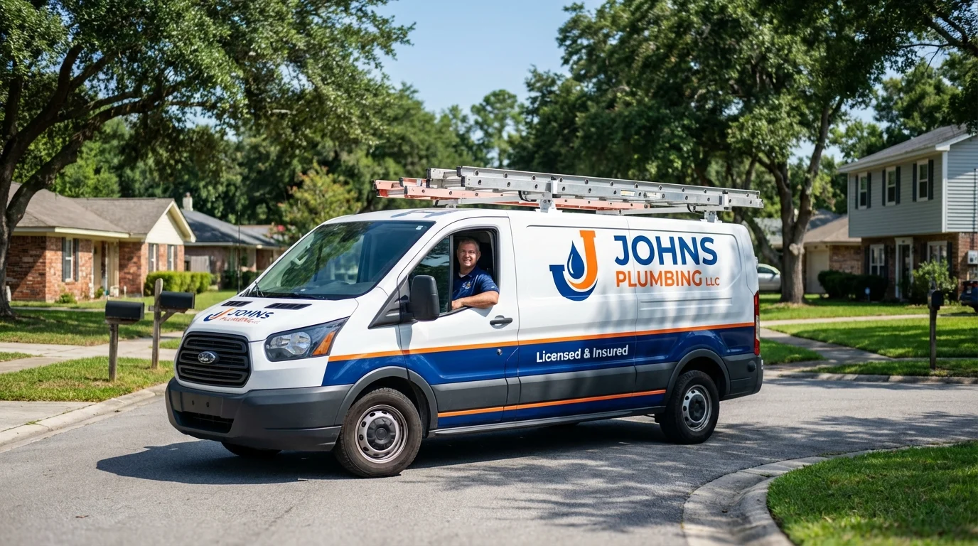 Johns Plumbing LLC service van in Romeoville, IL