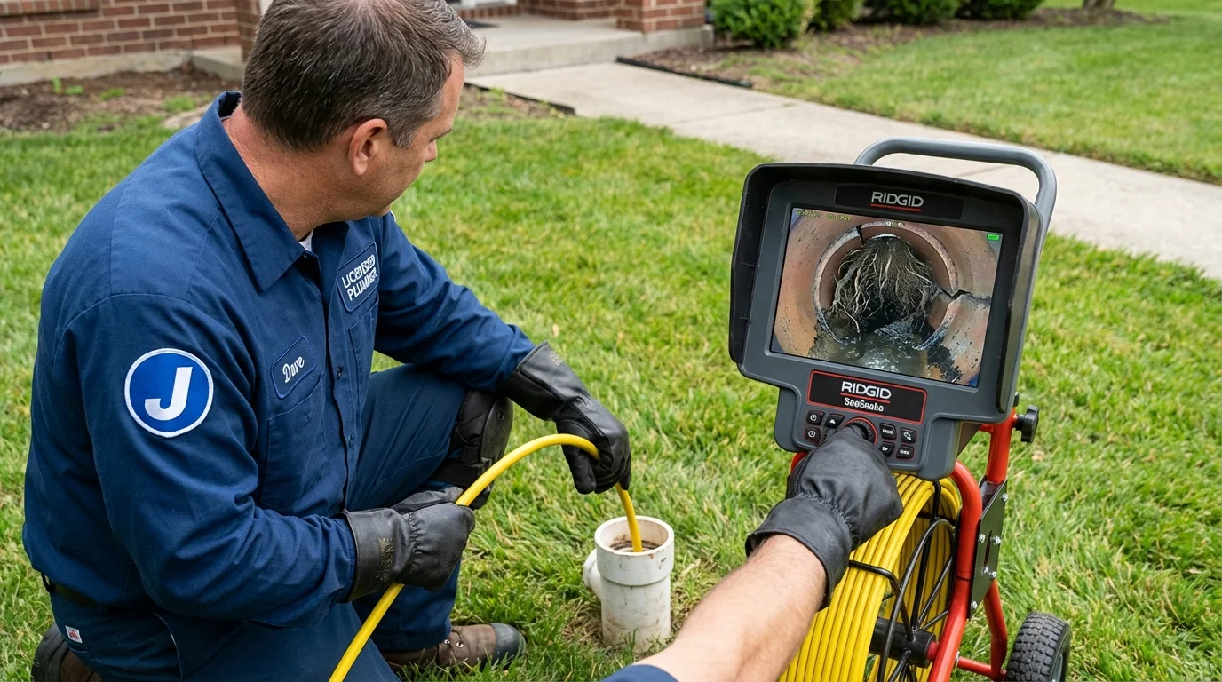 Sewer camera inspection being performed by Johns Plumbing LLC in Romeoville